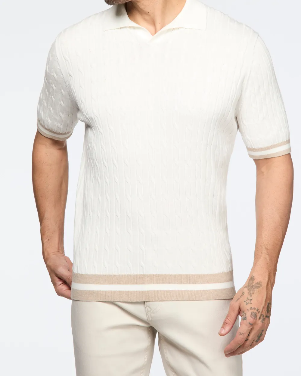 Cable Knit Casual Polo