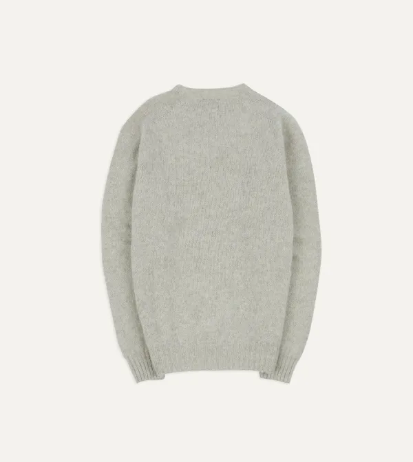 Stone Brushed Shetland Crew Neck Jumper Lambswool Elegant