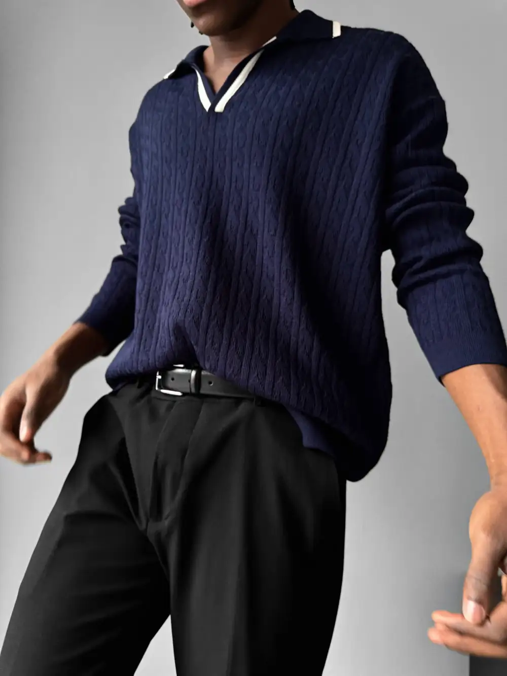 Clean Relaxed Polo Collar Sweater