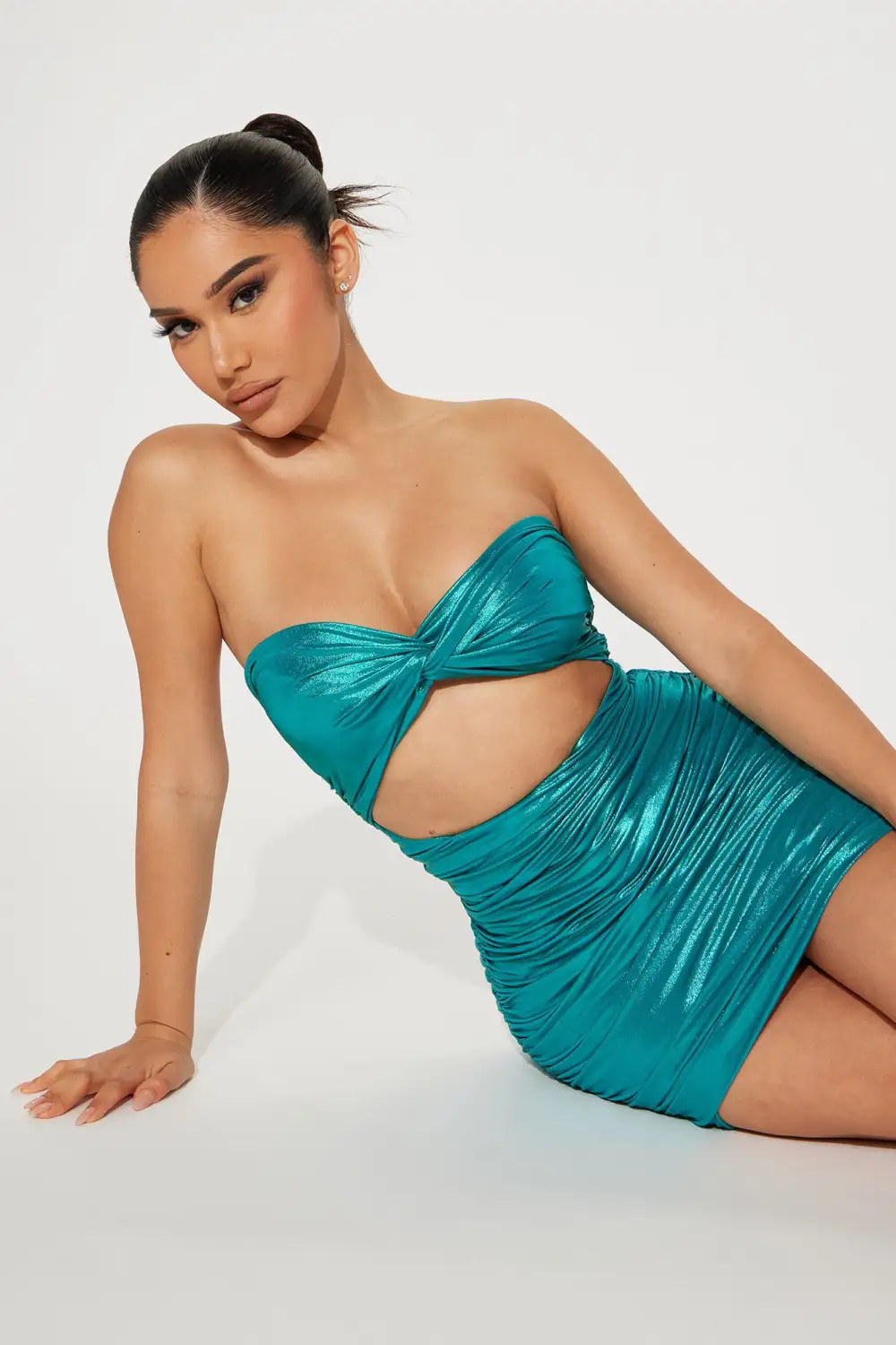 Megan Ruched Mini Dress - Jade