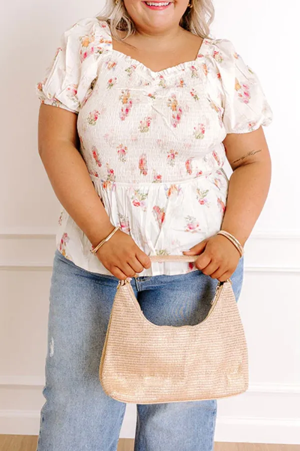 Cute Floral Sweetheart Ruffle Top