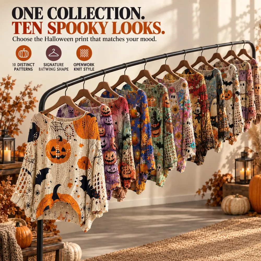 Halloween Long Sleeve with Diamond Cutout Bat Pumpkin Print