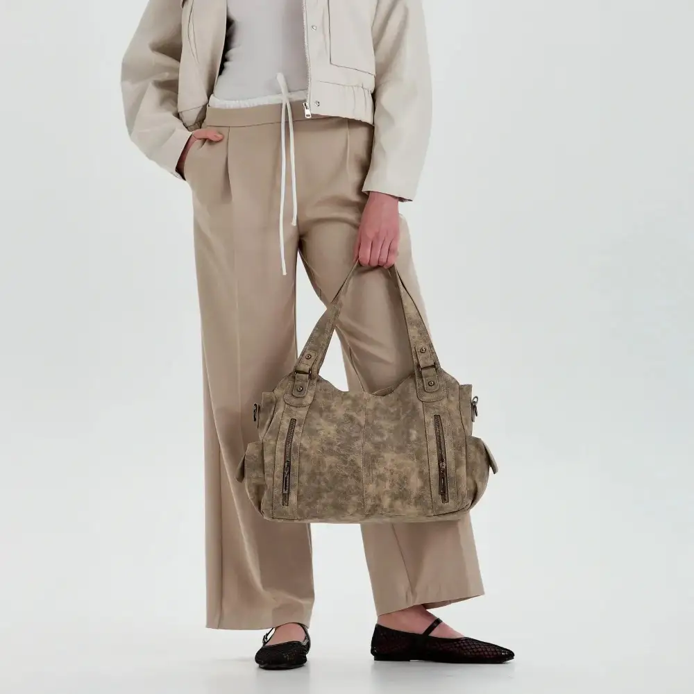 Pocket Front Leather Crossbody Bag