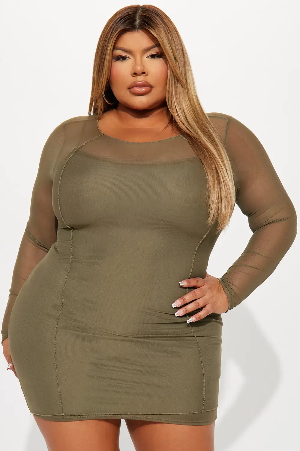 Feeling Fun Mesh Mini Dress - Green