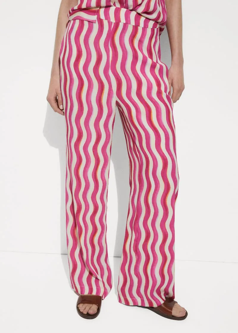 Wide leg printed pants