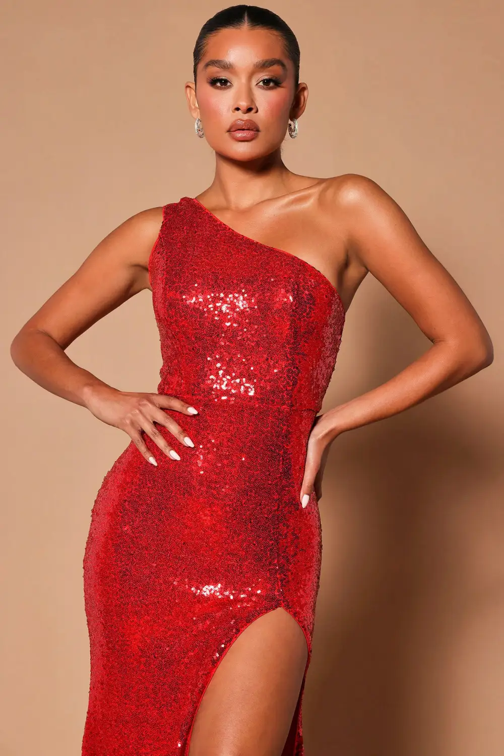 Jolie Sequin Maxi Dress - Red