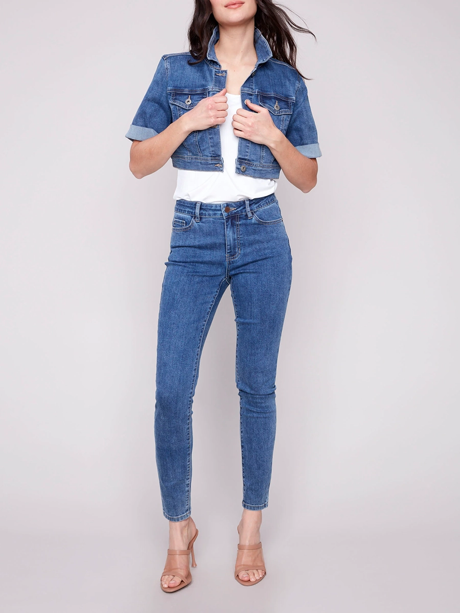 Creative Short Solid Color Basic Denim Jacket