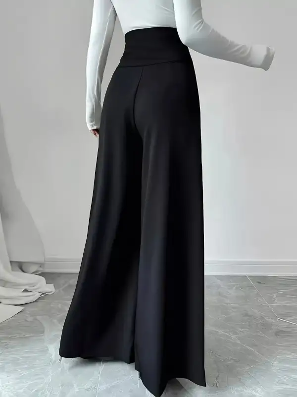 Everyday High Waist Wide Leg Button Decor Pants
