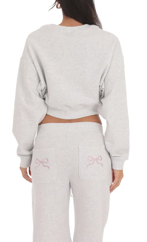 Cropped Jumper in Heather Grey