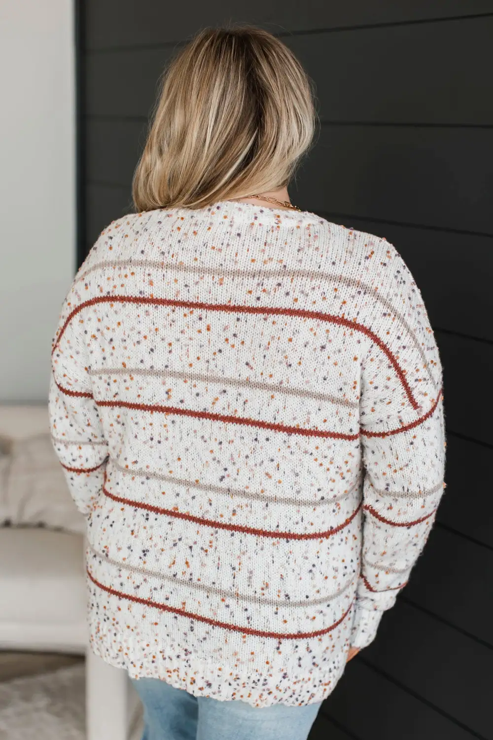 Stay Tuned Confetti Knit Sweater- Ivory & Rust