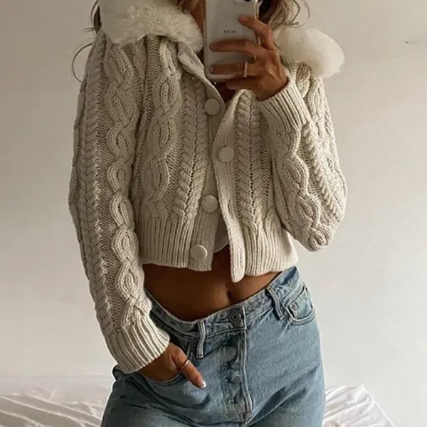Faux Fur Knitted Cardigan