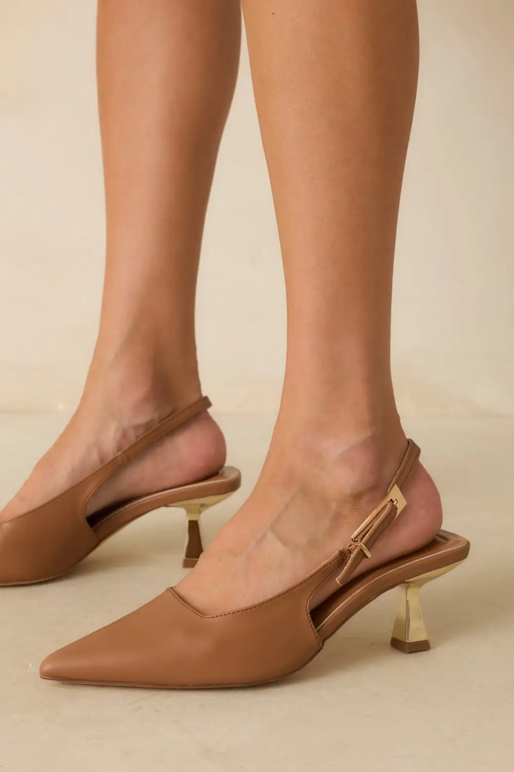 Compact Faux Leather Leather Heels