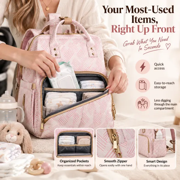 👶2-in-1 Baby Diaper Bag Backpack – Fold-Out Care Space & Large Storage