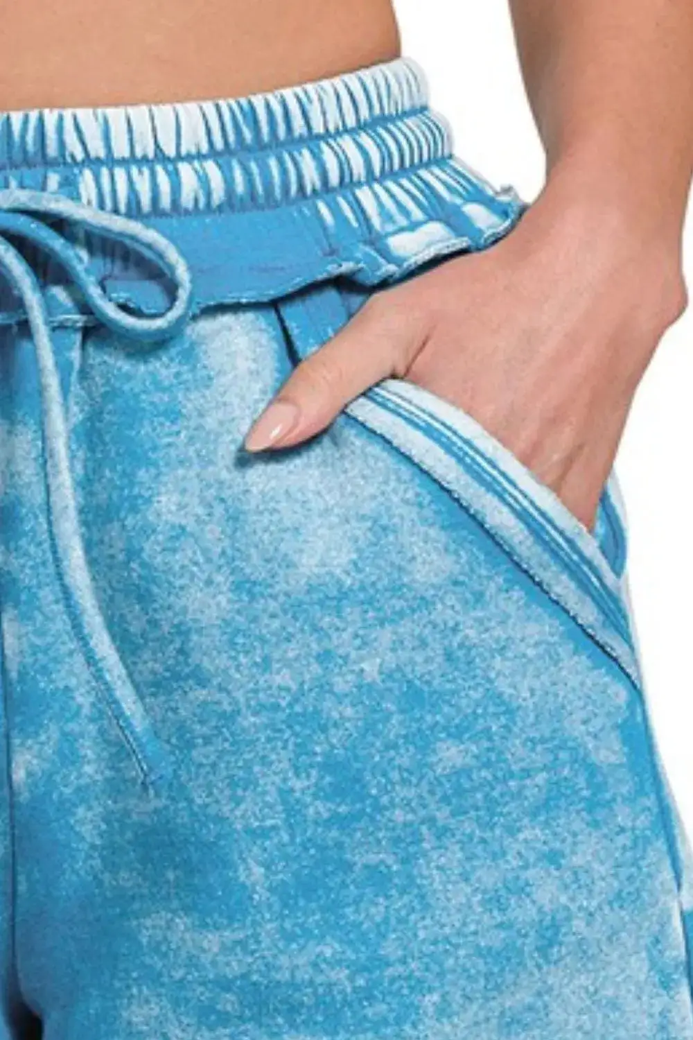 Everyday Acid Wash Fleece Drawstring Shorts with Pockets