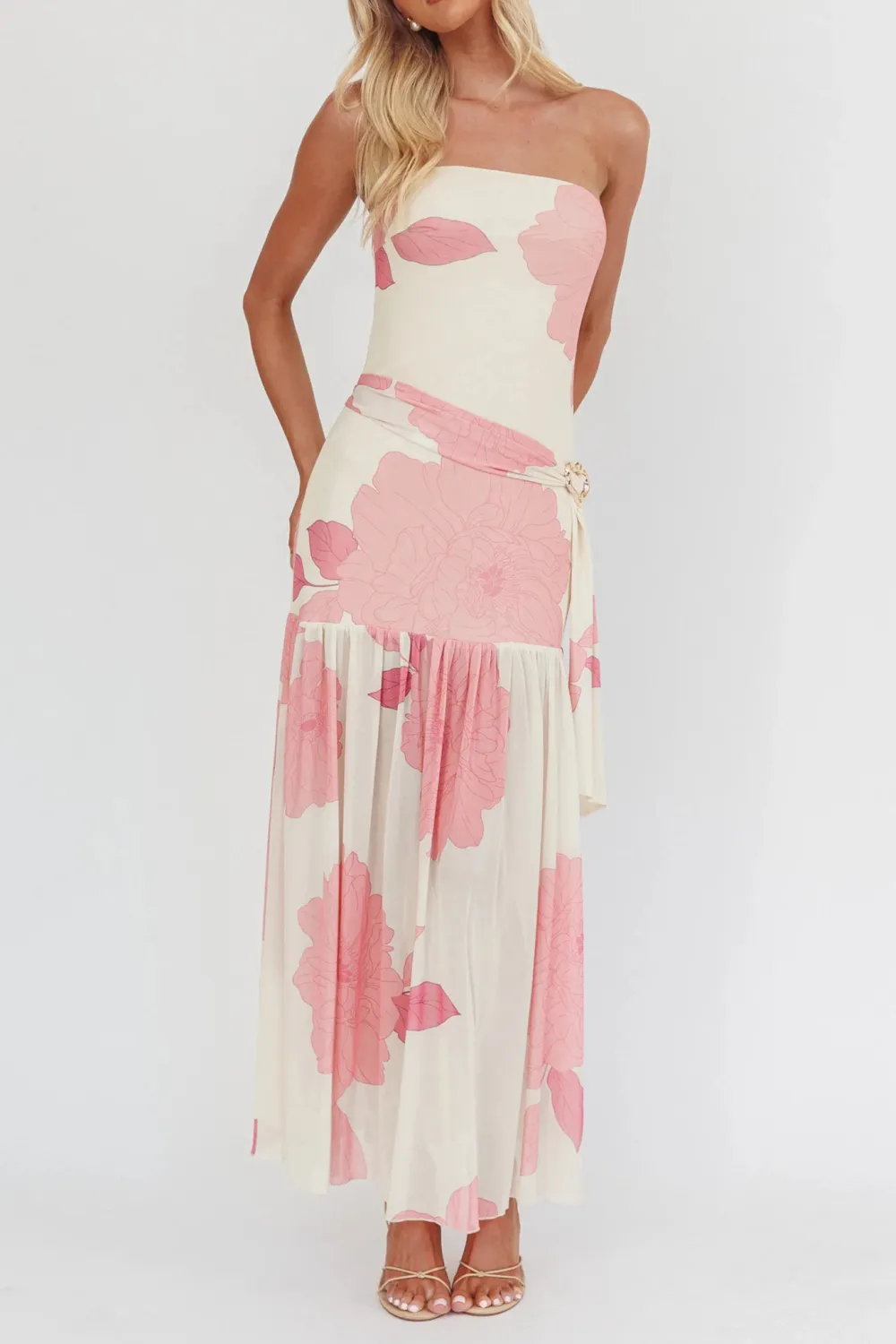 Casual Holiday Style Art Print Pleated Maxi Skirt