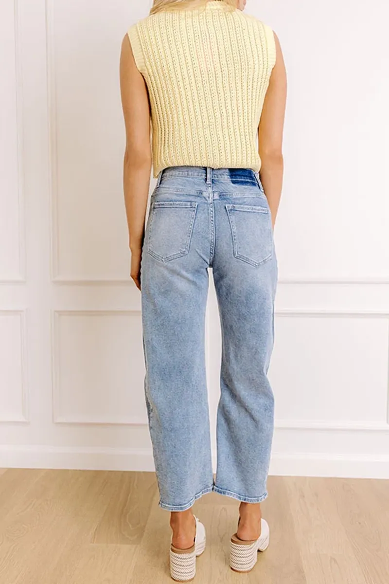 High Waist Loose Cotton Jeans For Women
