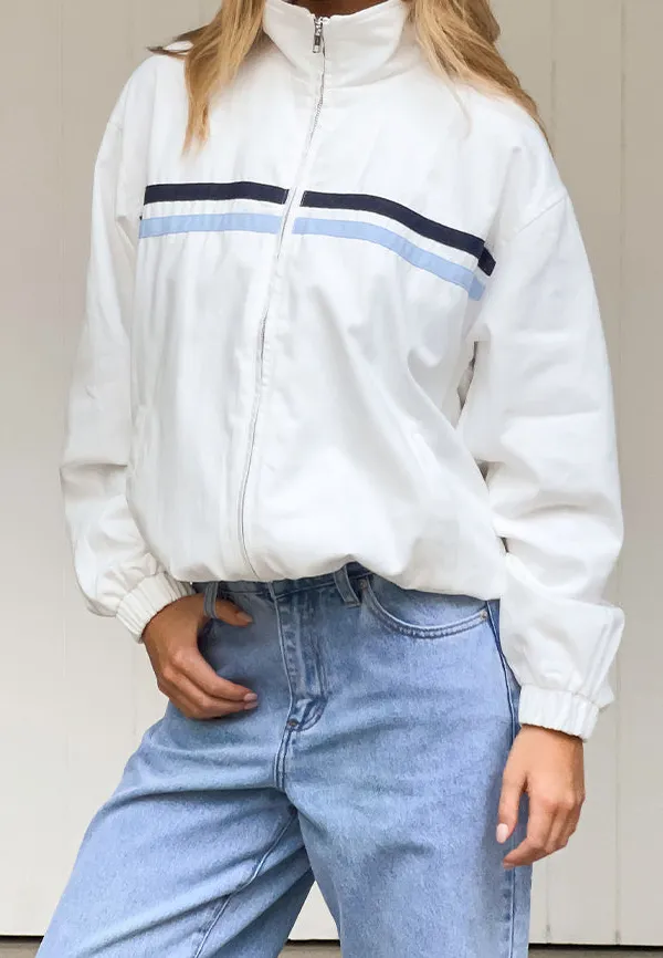 Funnel Neck Stripe Contrast Jacket