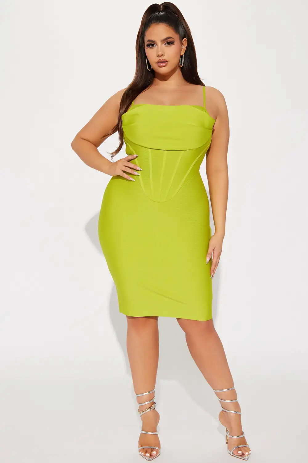 Dream Girl Bandage Midi Dress - Chartreuse