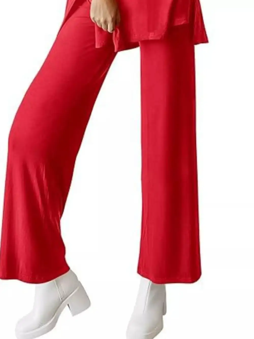Relaxed Fit Round Neck Top and Pants Two Piece Set