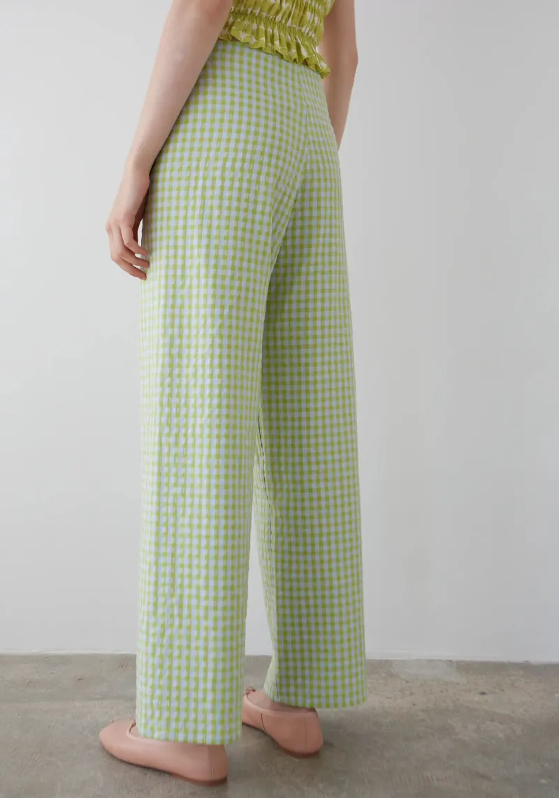 GREEN VICHY BOW PANTS