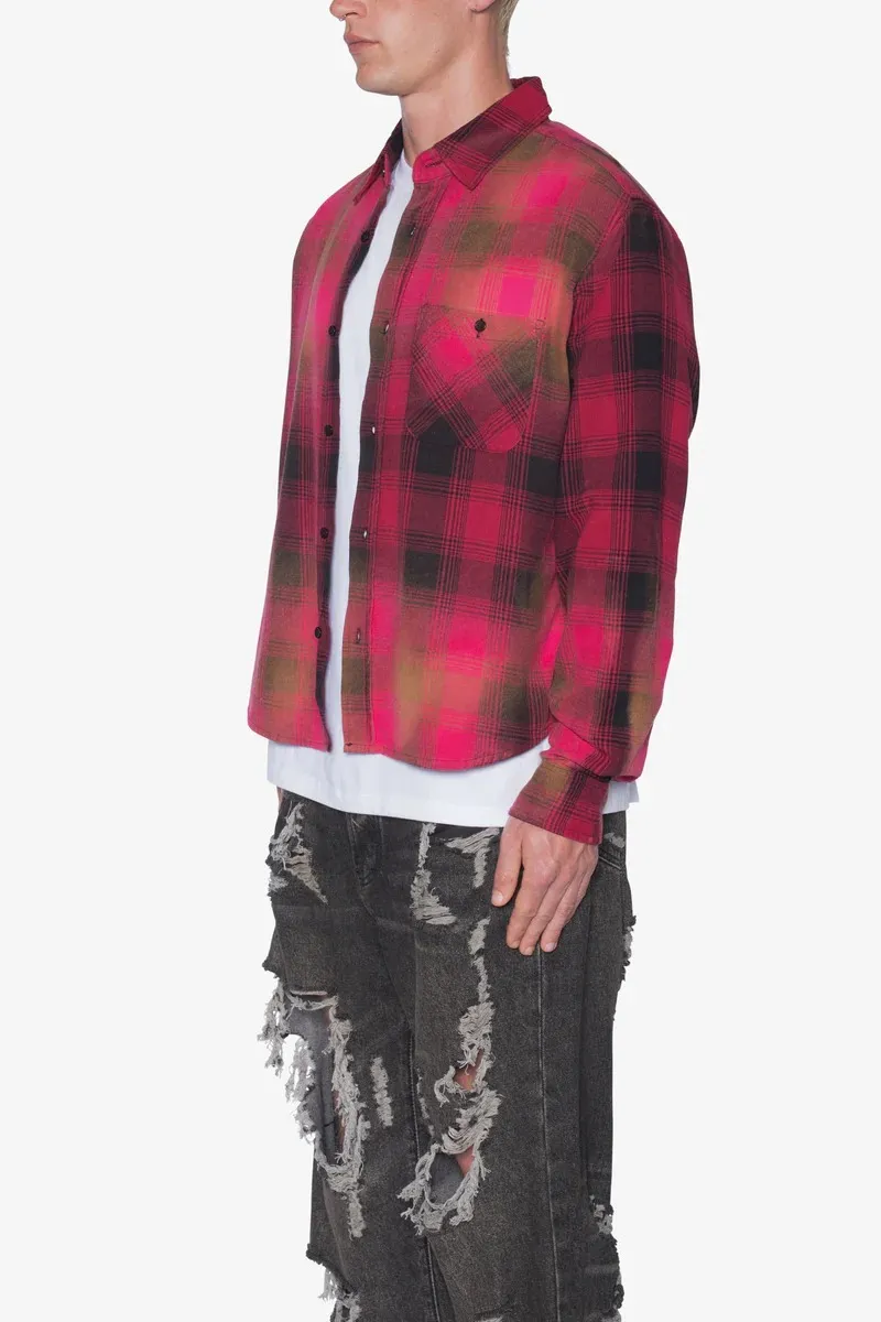 RED AND BLACK PLAID FLANNEL SHIRT