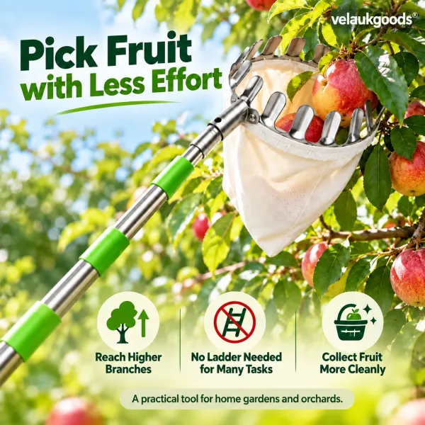 Fruit Picker Head Basket – Durable Design, Easy Attach & Perfect for Reaching High Branches Without a Ladder 🌳