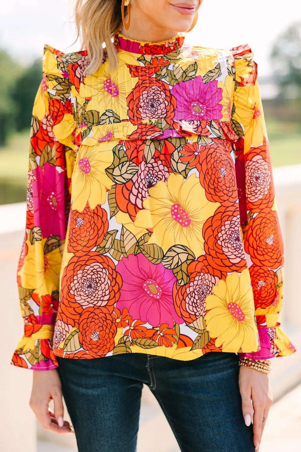 THML: Better Than Ever Yellow Floral Blouse