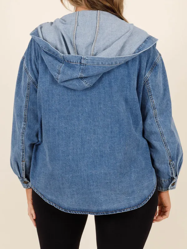 Multi Pocket Hooded Denim Jacket