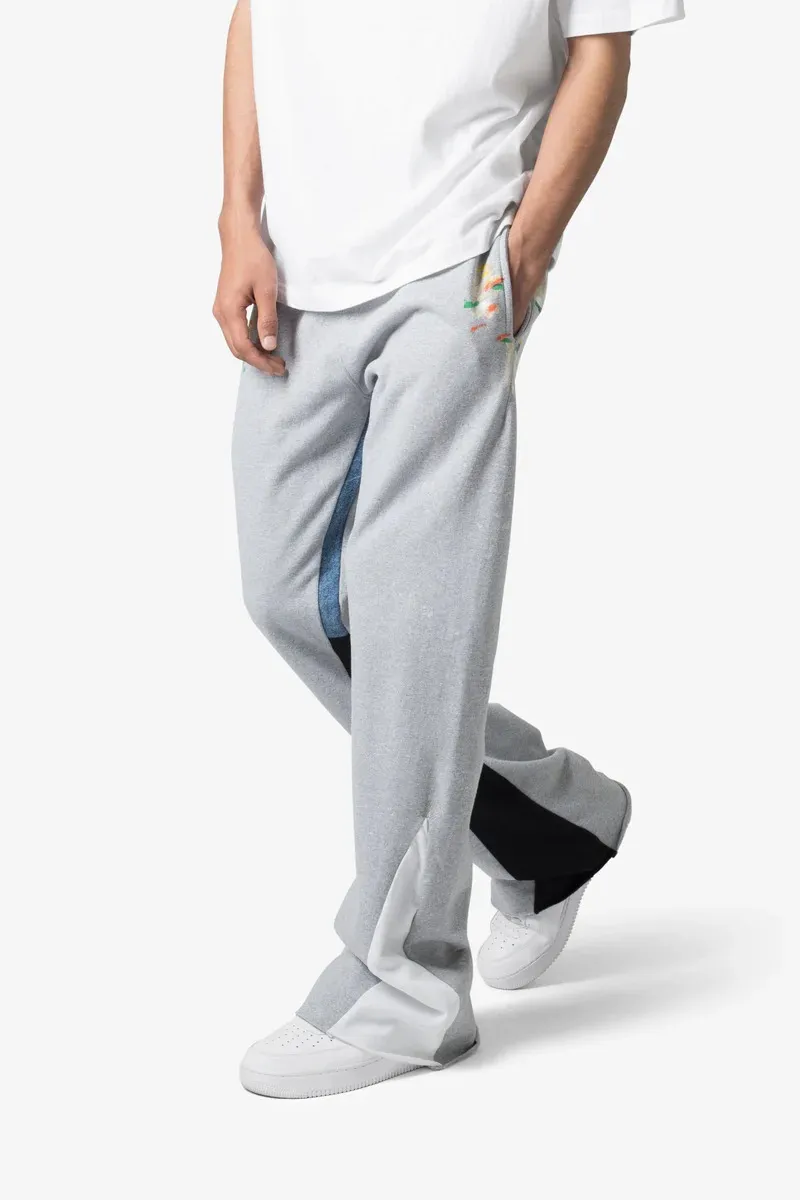 LIGHT GRAY AND BLACK PANELED SWEATPANTS