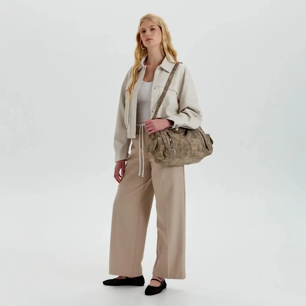 Pocket Front Leather Crossbody Bag