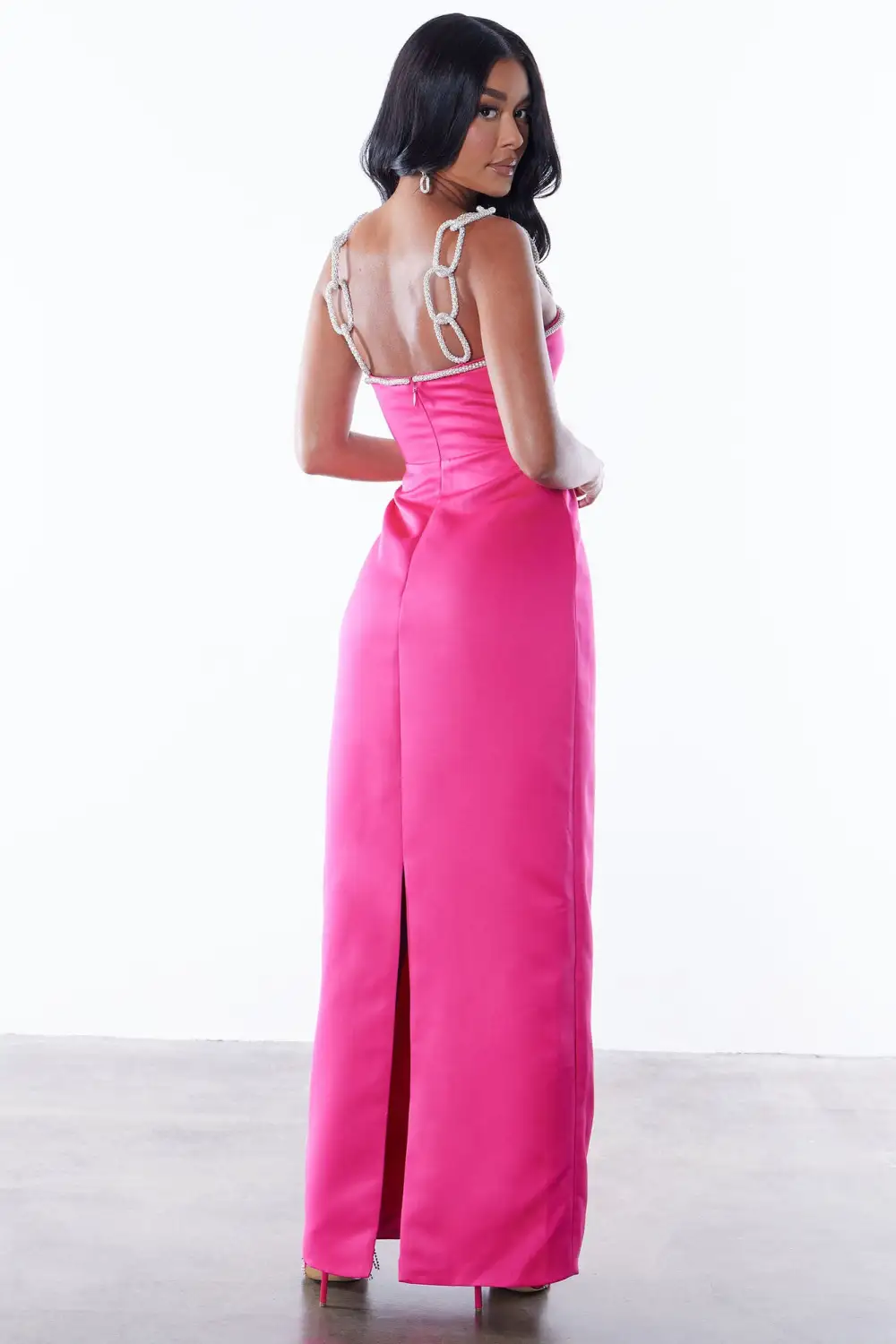 Valerie Embellished Maxi Dress - Hot Pink