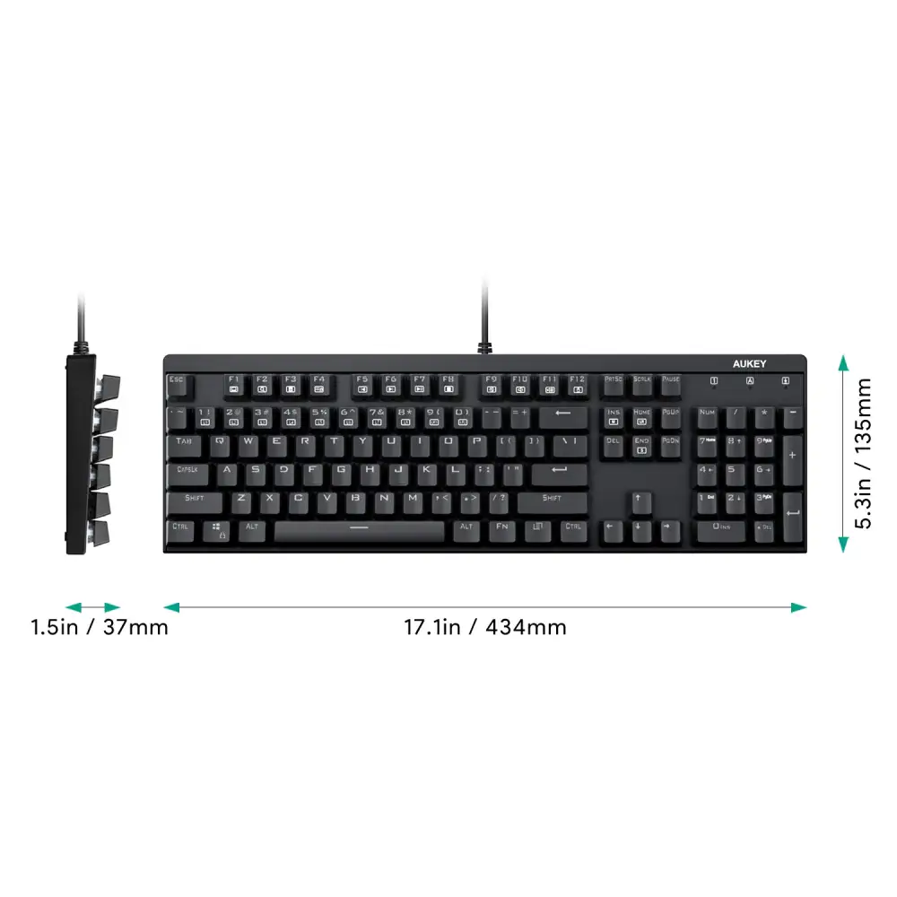 AUKEY KM-G6 Wired Keyboard Mechanical For Windows Gaming PC 104 Keys