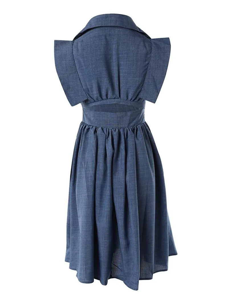 Casual Solid Color Flying Sleeve Dress