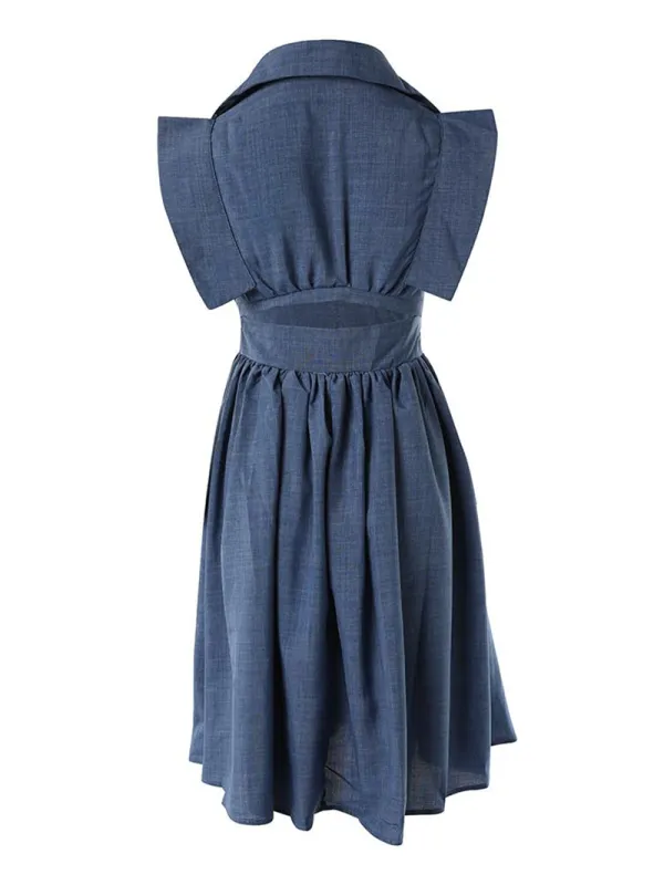 Casual Solid Color Flying Sleeve Dress