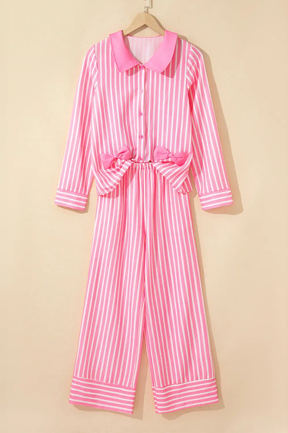 Striped Button Front Pajama Set