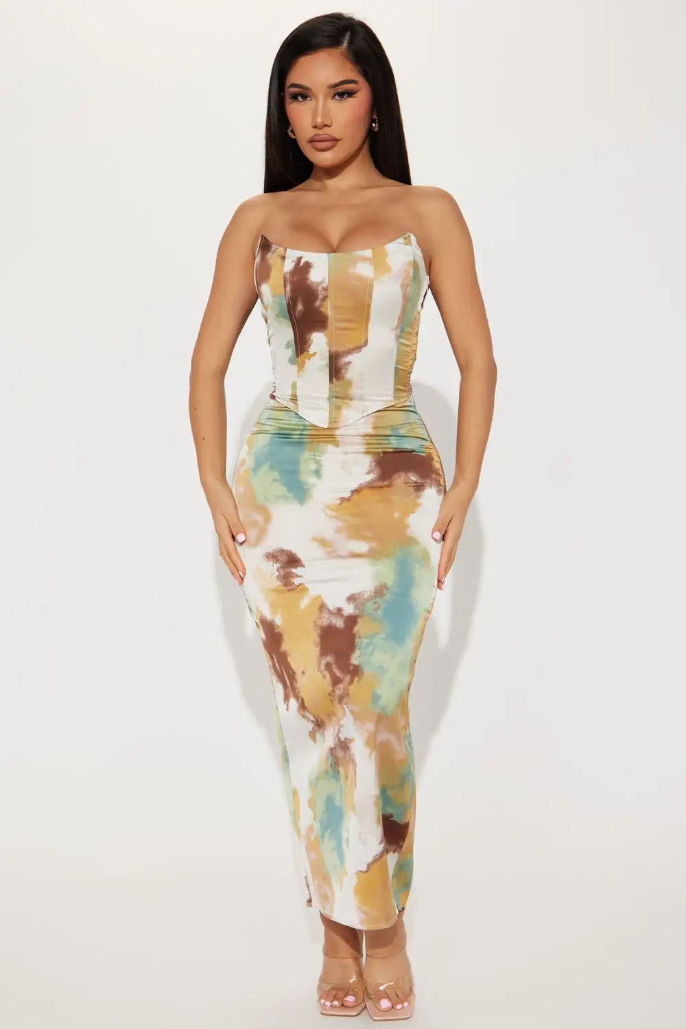 Here And Ready Skirt Set - Brown Combo