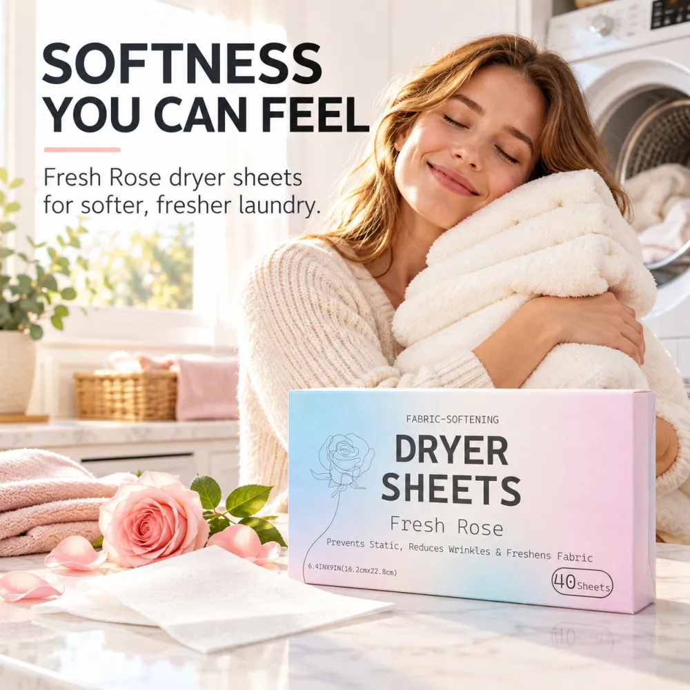 Fabric Softener Dryer Sheets, Long-Lasting Fragrance, Anti-Static, Wrinkle Release, Natural Scent, Laundry Freshener Sheets