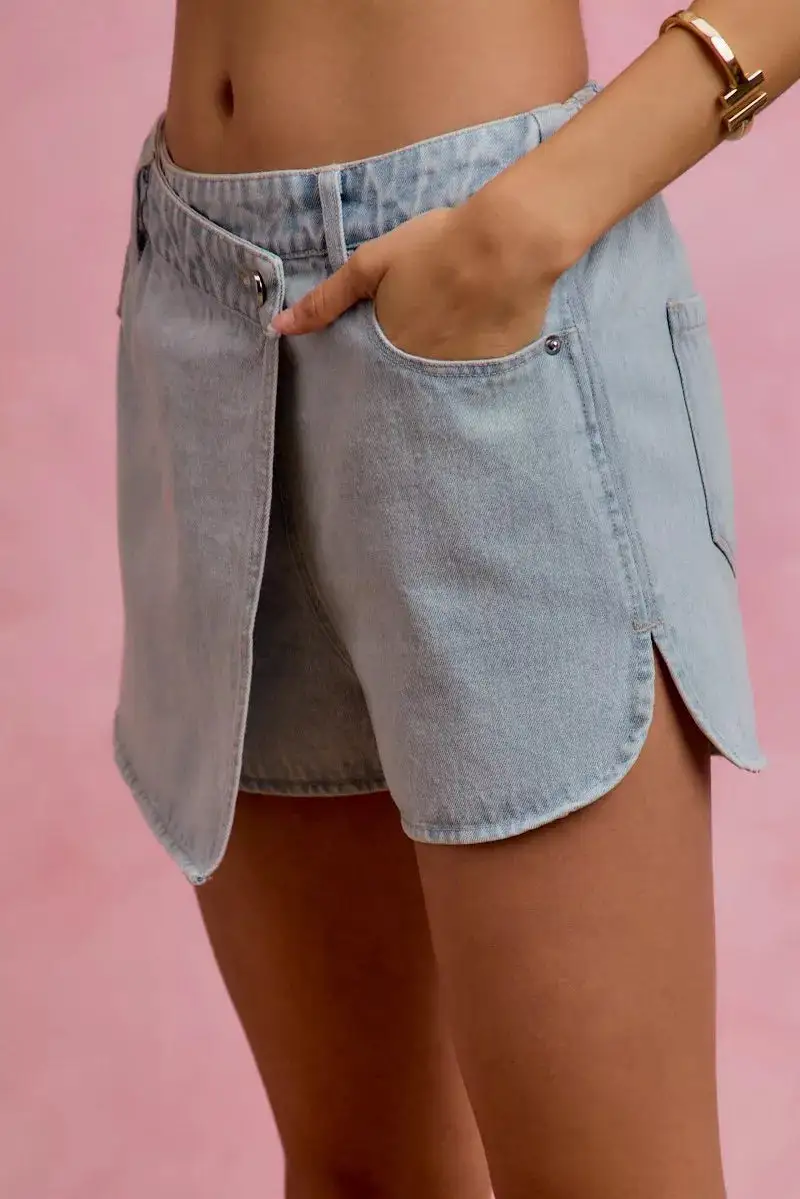 Washed Denim Casual Shorts
