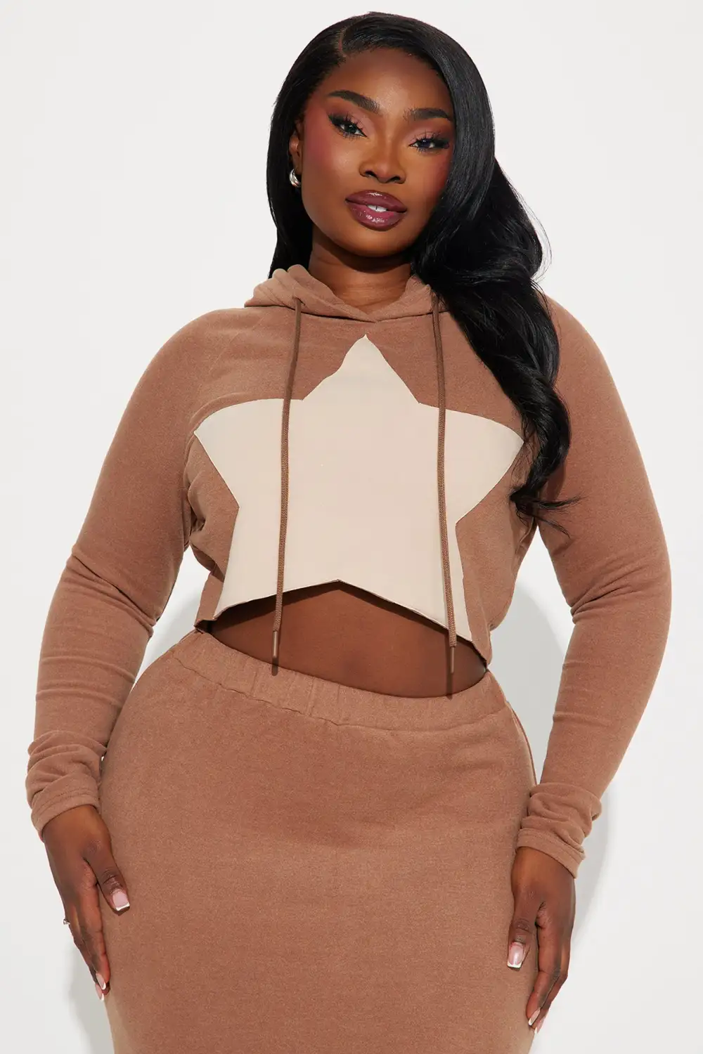 Radiant Star Fleece Skirt Set - Mocha