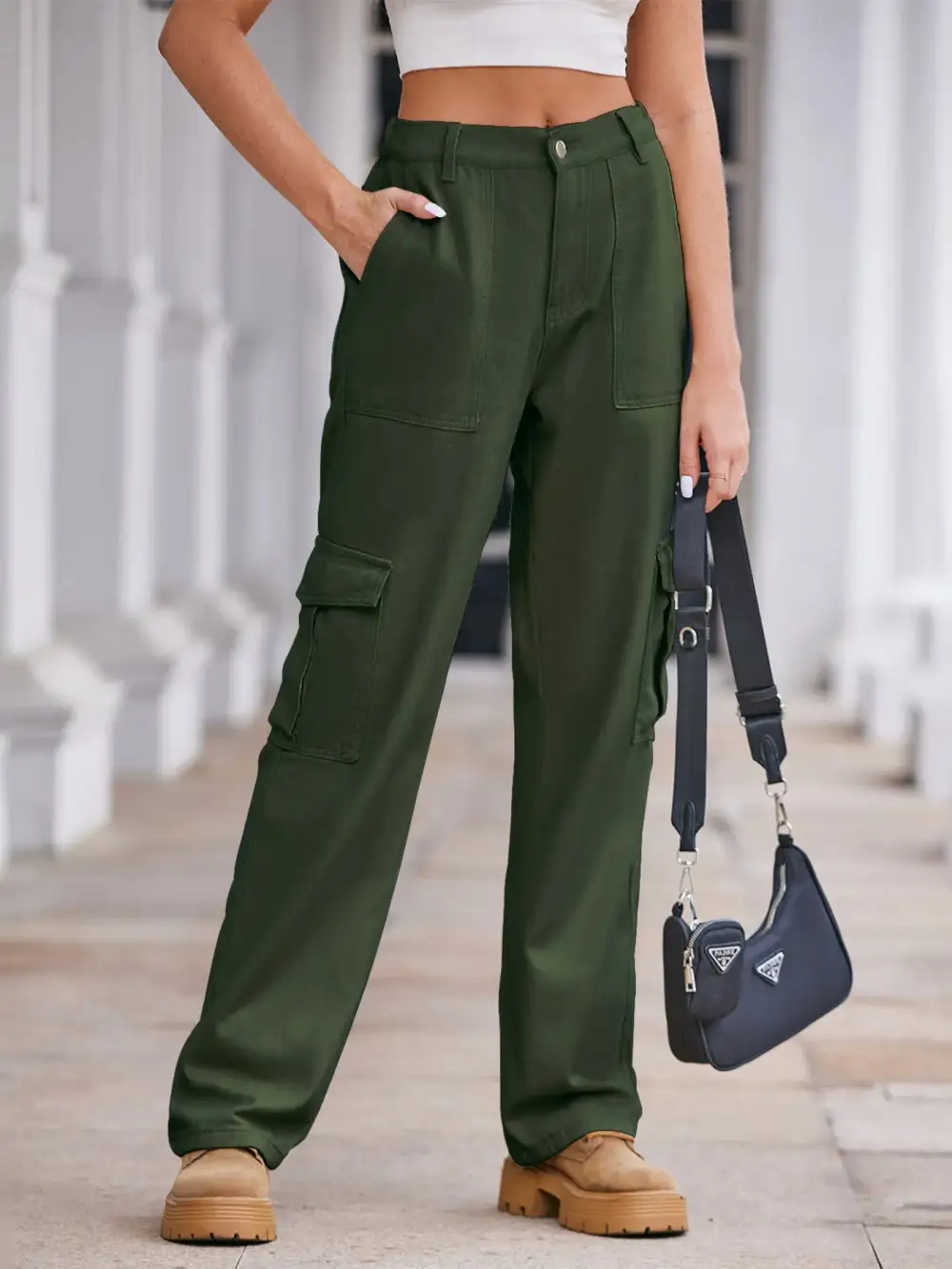 High Waist Cargo Jeans