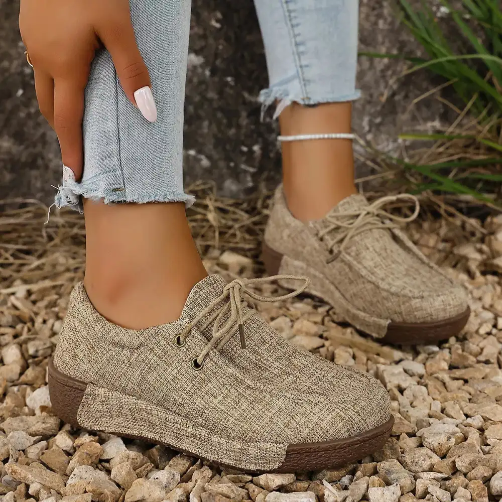 Round Toe Lace-Up Sneakers