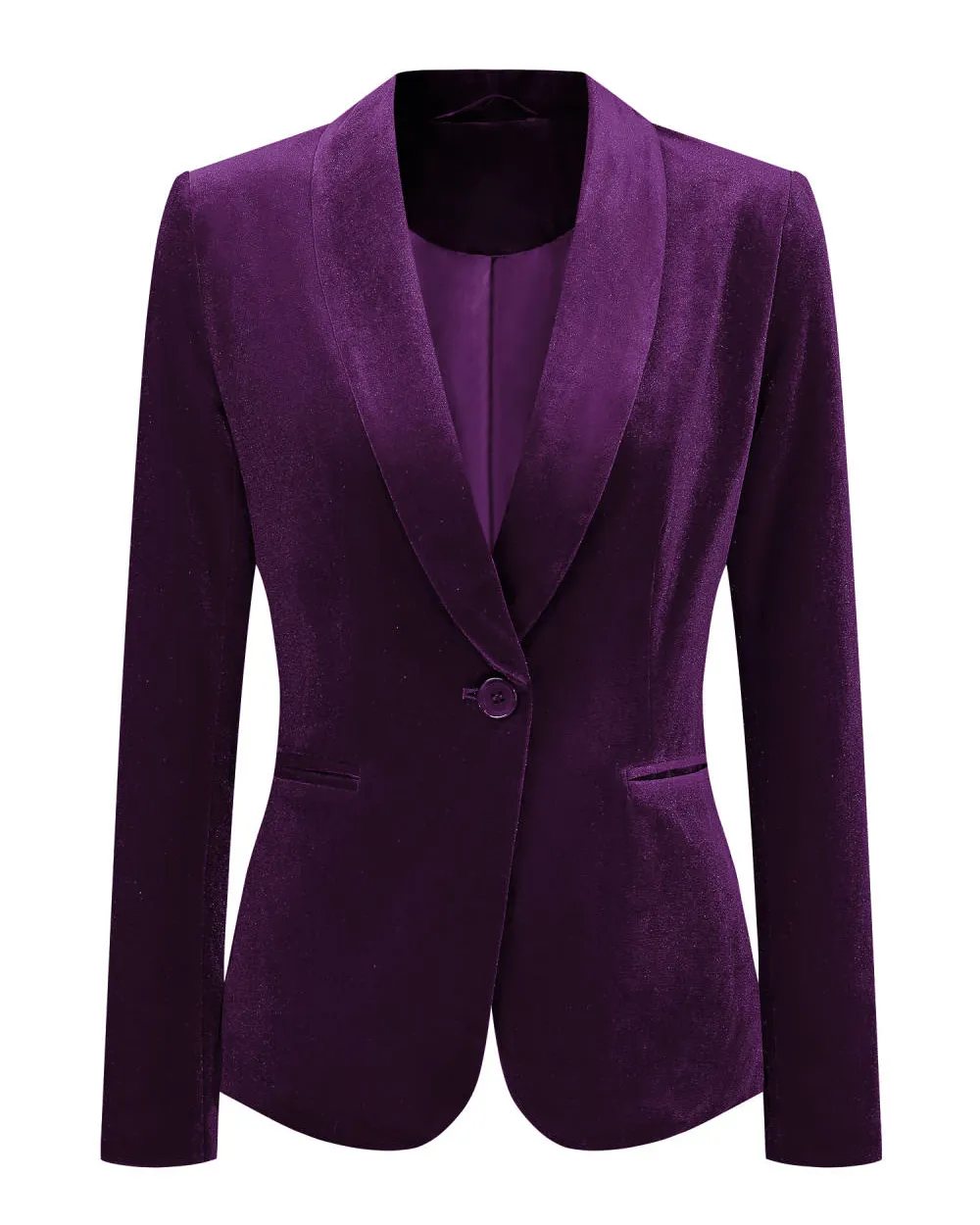 Shawl Collar One Button Velvet Blazer