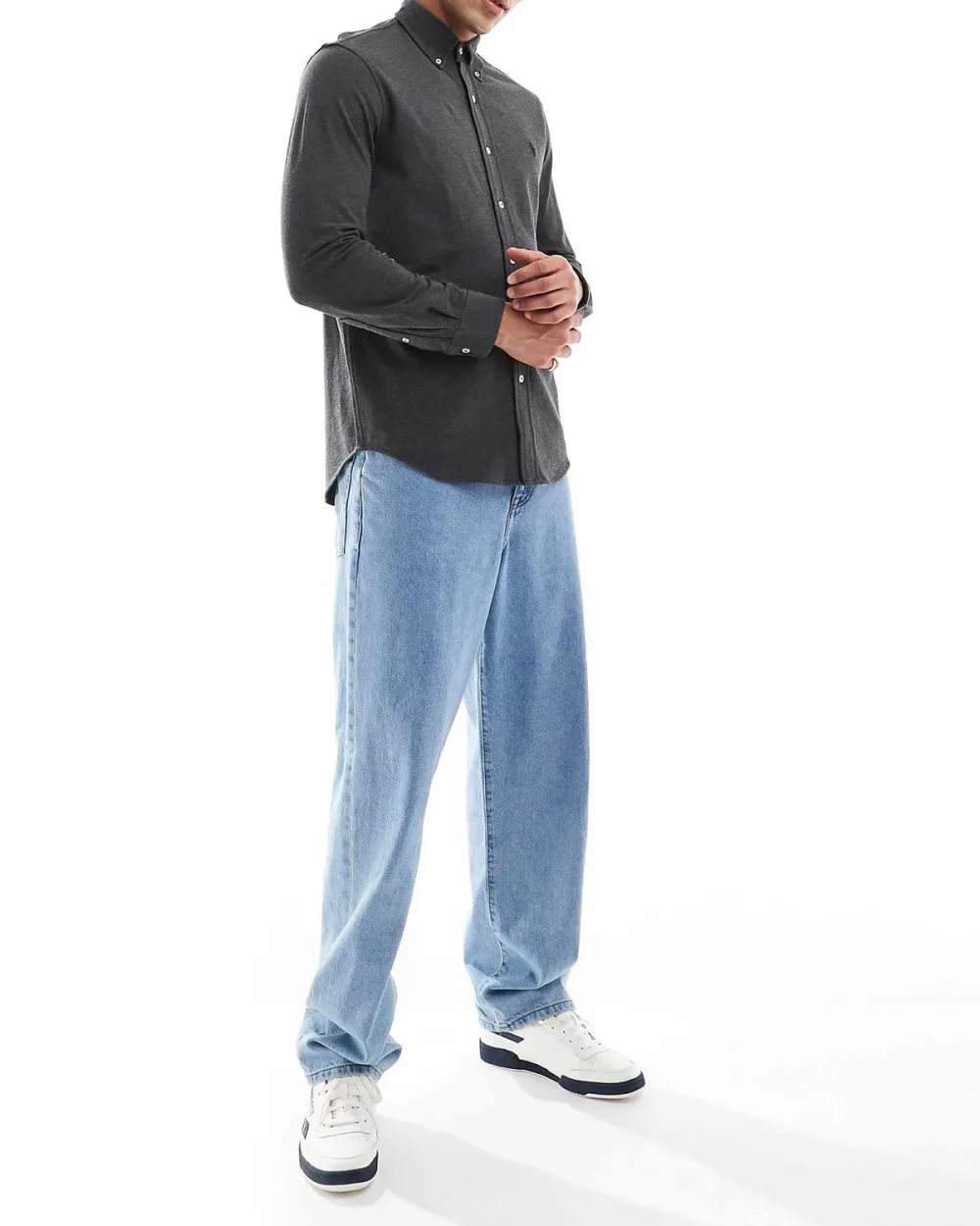 Pique Shirt In Charcoal Marl