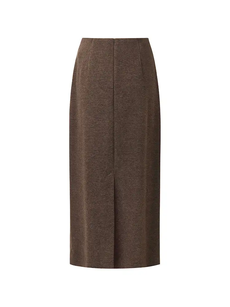 Knitted Women Column Midi Skirt