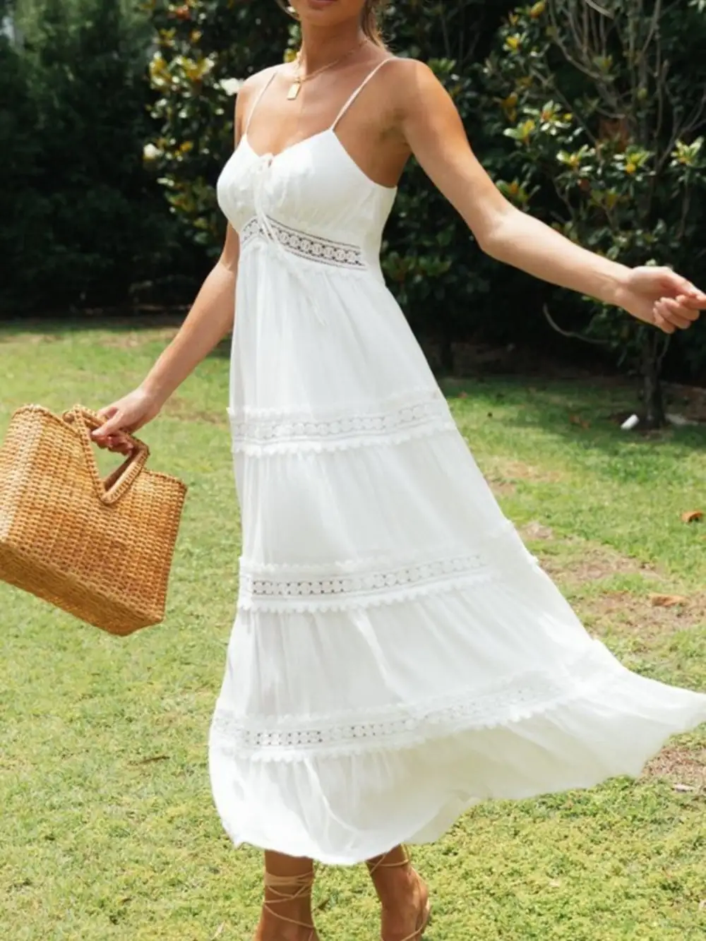 Lace Tiered Midi Dress