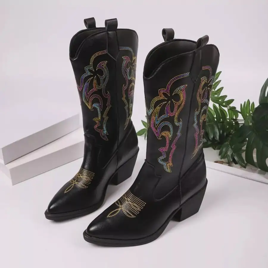 Point Toe Block Heels Boots