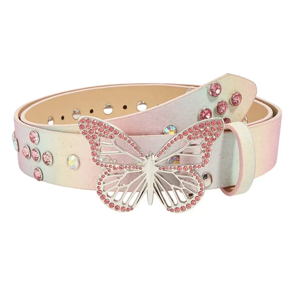 Butterfly Rhinestone Buckle Belt