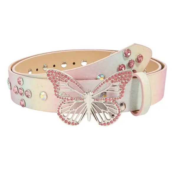 Butterfly Rhinestone Buckle Belt