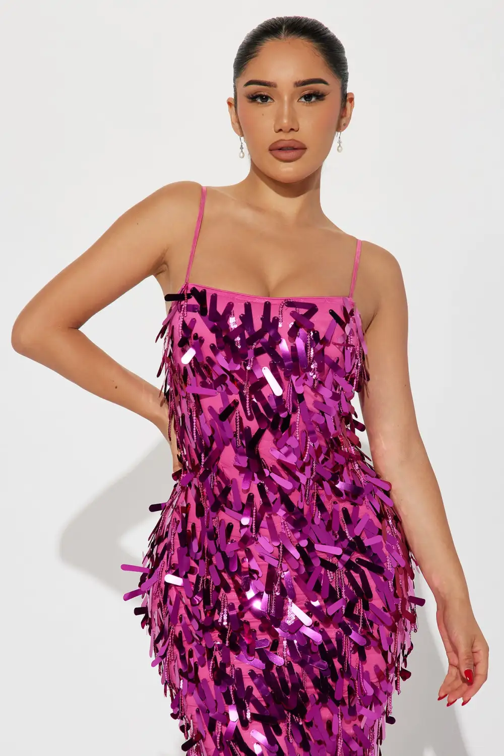 Feeling Fabulous Paillettes Maxi Dress - Magenta
