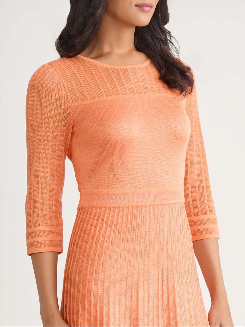 Three Quarter Sleeve Solid Color Knitted Dress